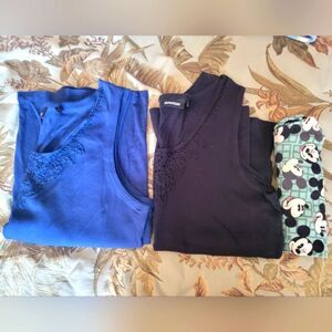 Avenue Navy/Black Lace Trim Tops + Bonus Leggings